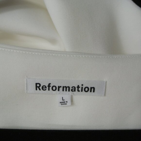 NEW Reformation Mikol Knit Stretch Midi-Dress in Ivory size L #1531 - Picture 7 of 9